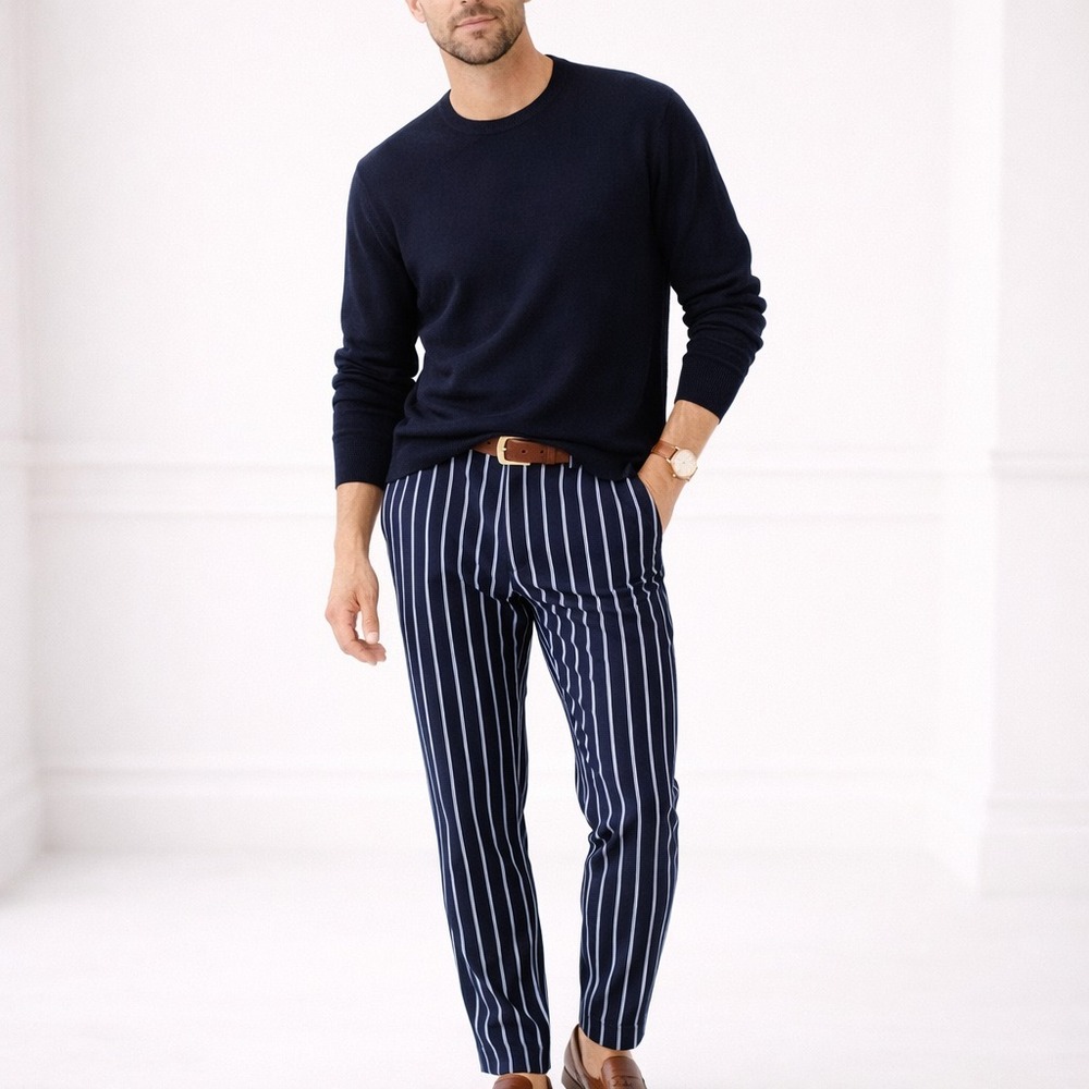 NWT Scotch & Soda 100% Wool Crewneck Sweater Large Navy Blue Preppy Classic